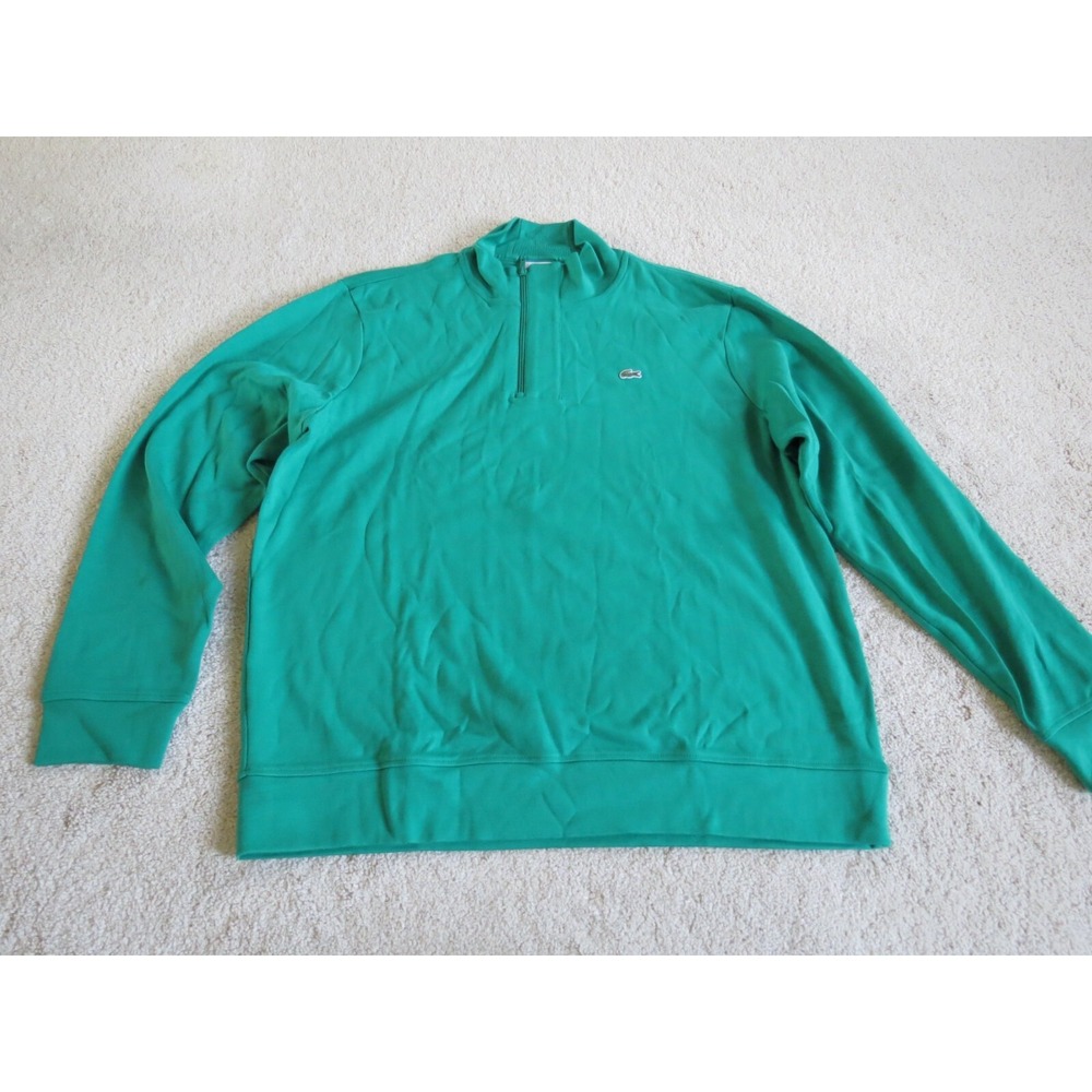 Lacoste Mens Green Quarter Zip Pullover Sweatshirt Size 7 XL